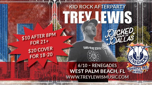 Trey Lewis Kid Rock After PArty Renegades West Palm Beach Country Bar