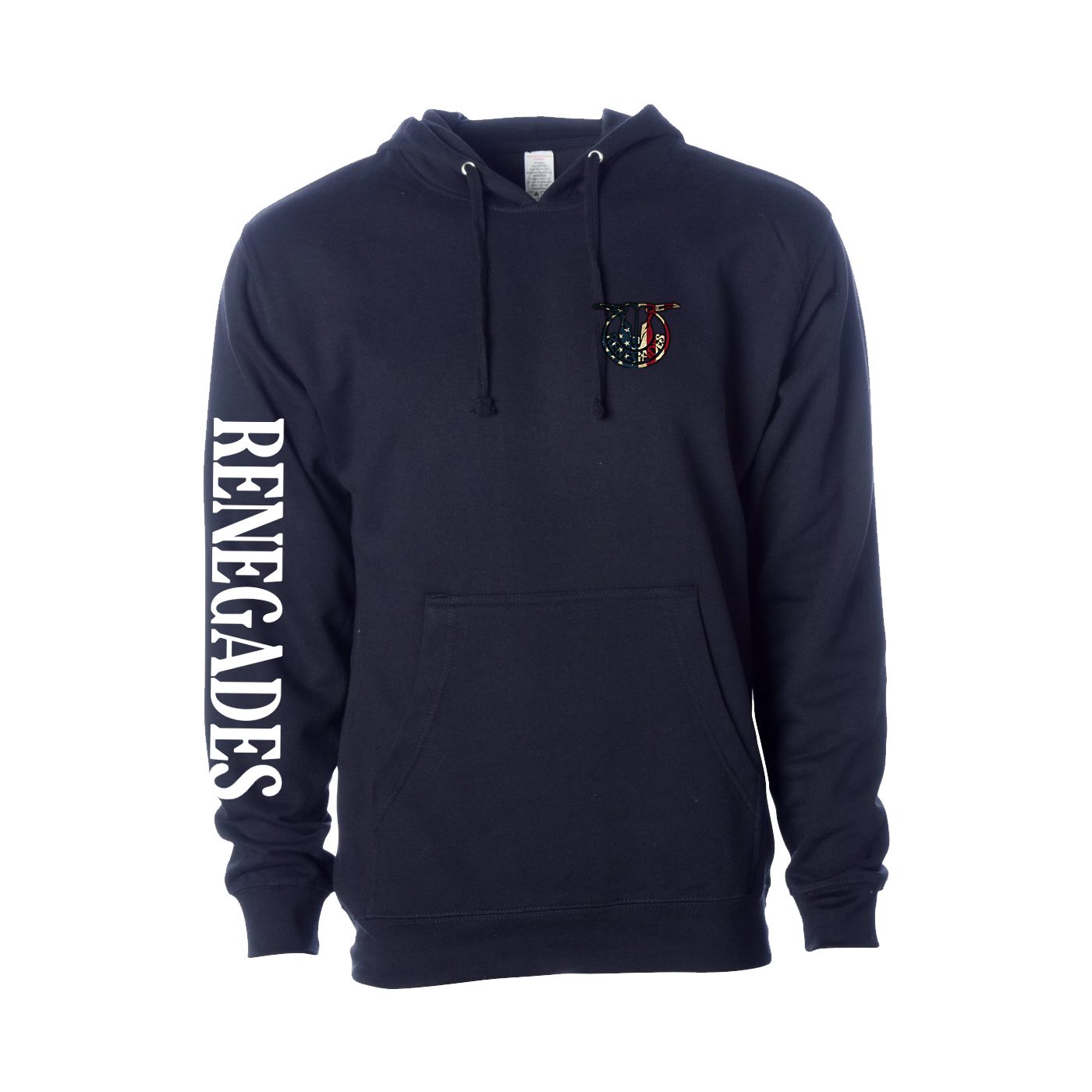 Navy Hoodie with US Flag – Renegades Country Bar & Grill